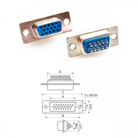 08.170/15  CONECTOR HEMBRA SUB-D 15 VGA