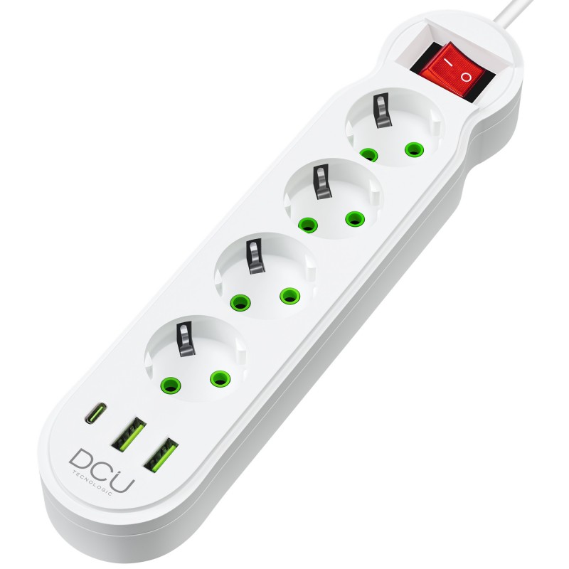 37400104  REGLETA 4 TOMAS + 4 USB 5V/2,1A 10,5W