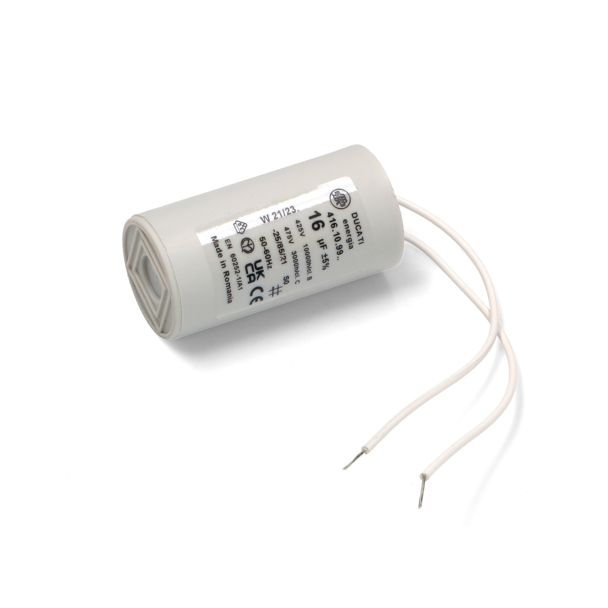 416109914  CONDENSADOR 16uF 450V  CON CABLE DUCATI