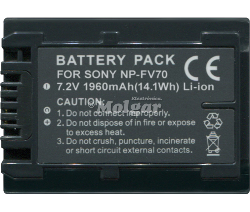 BAT911  BATERIA PARA SONY NP-FV70 6,8V/1960mAh