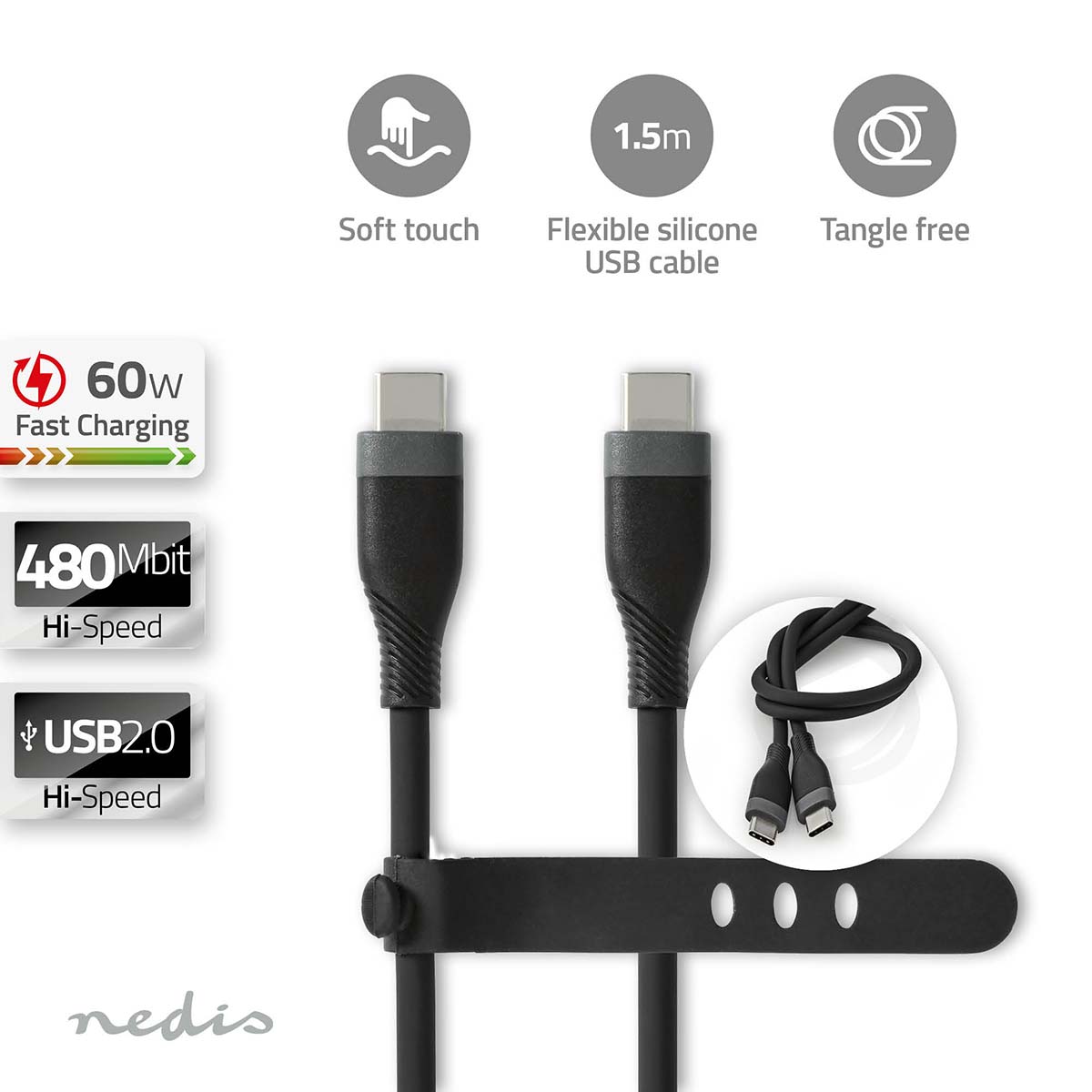 CCGB60820BK15  CABLE USB TIPO C A USB TIPO C 1,5mts FLEXIBLE