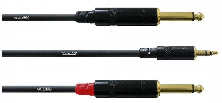 CFY3WPP  CABLE 1 JACK 3,5 ST A 2xJACK 6,3 MONO 3mts