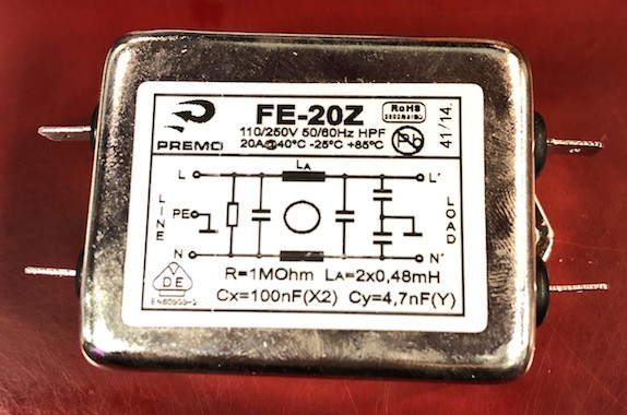 FE20Z  FILTRO 20A 220V FASTON 6,3mm