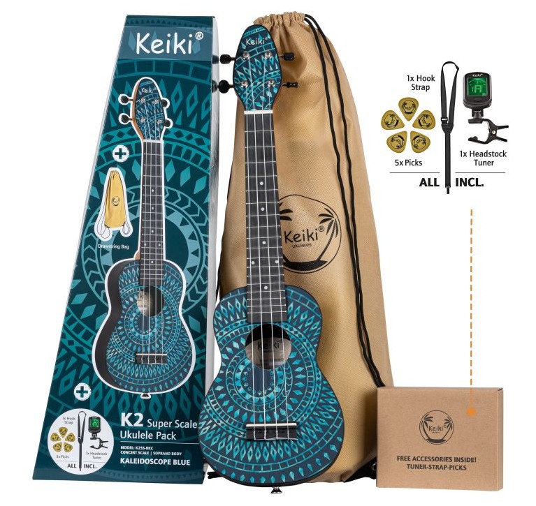 K2SS-BKC  UKELELE SOPRANO AZUL CALEIDOSCOPIO KEIKI