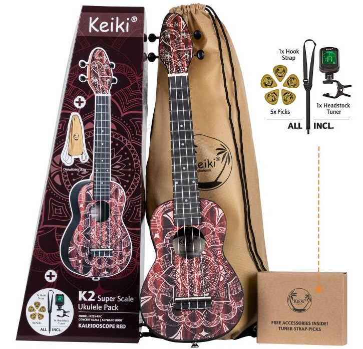 K2SS-RKC  UKELELE SOPRANO ROJO CALEIDOSCOPIO KEIKI