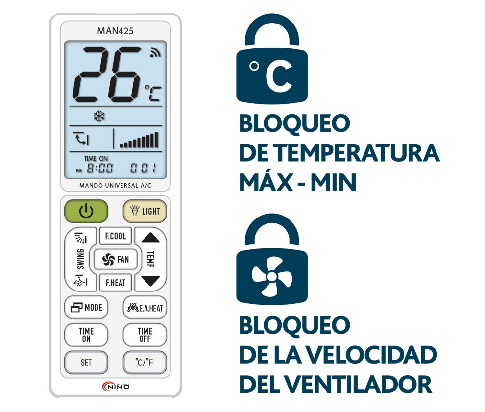 MAN425  MANDO UNIVERSAL AIRE ACONDICIONADO
