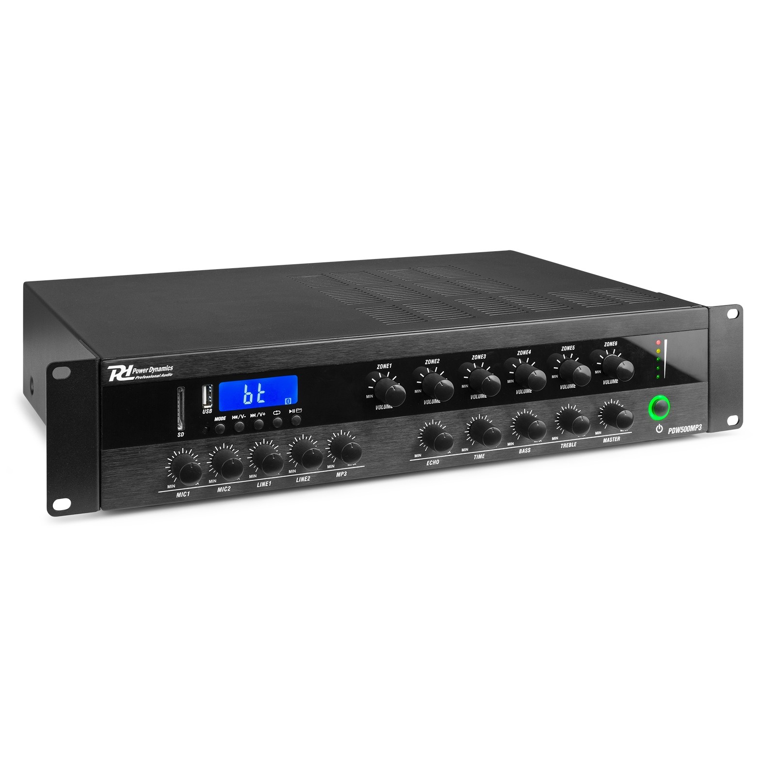PDW500MP3  AMPLIFICADOR 6 ZONAS 500W LINEA 100V