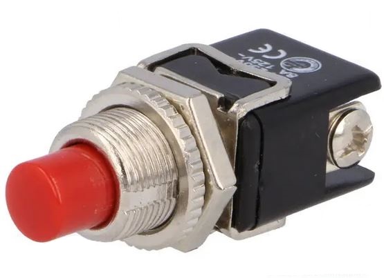 PS13BRD  PULSADOR NA 2,4A 250V ROJO