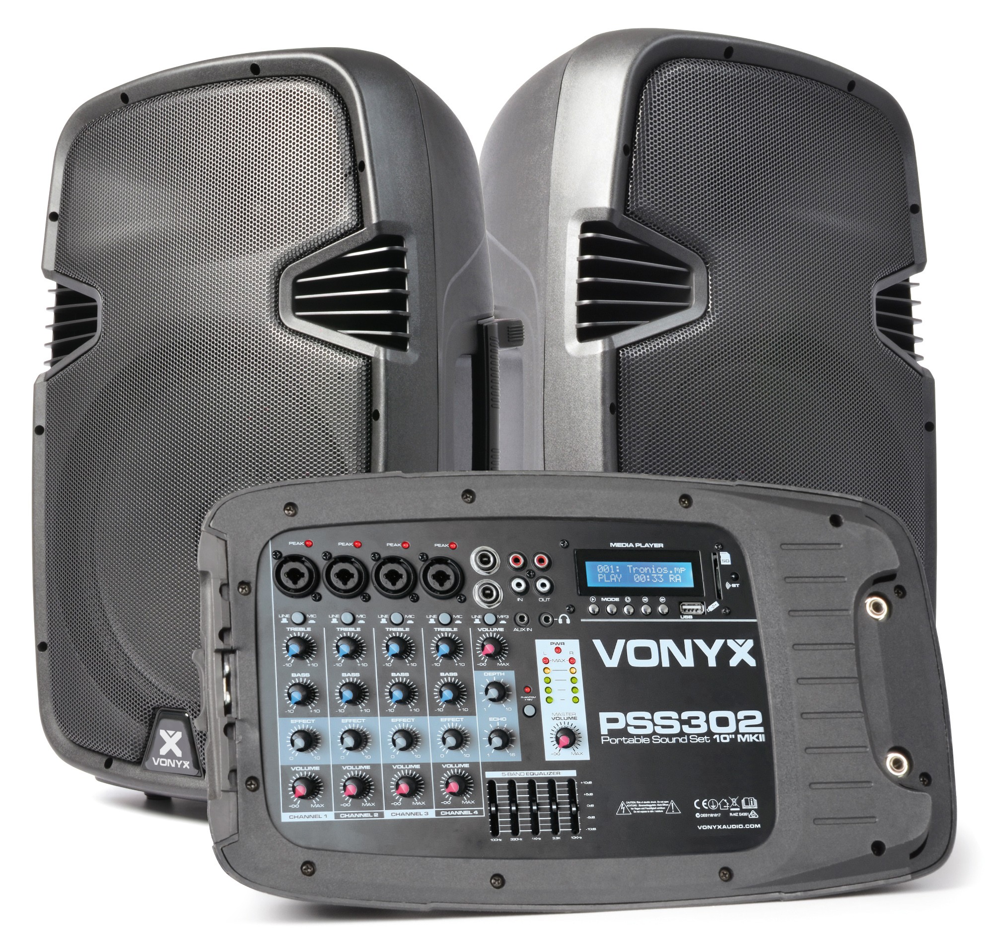 PSS302  EQUIPO PORTABLE 2x150W 10"+1" VONYX