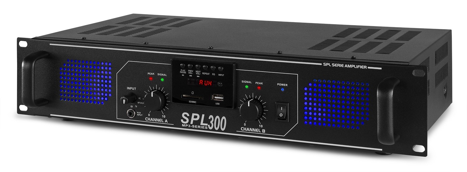 SPL300MP3  AMPLIFICADOR 2x150W LED+EQ