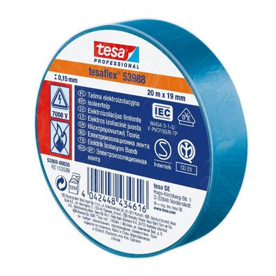 TESA-19/20BL  CINTA AISLANTE PVC 19mm 20mts AZUL TESA