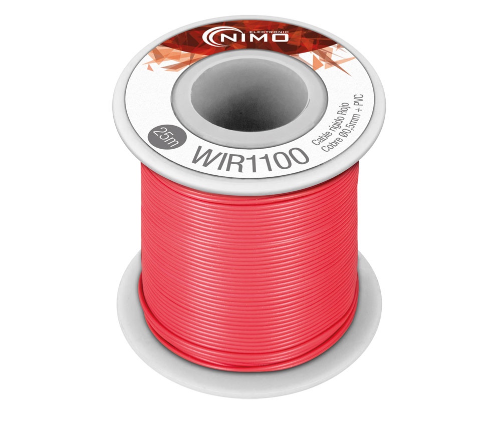 WIR1100  CABLE RIGIDO 0,5mm 25mts ROJO