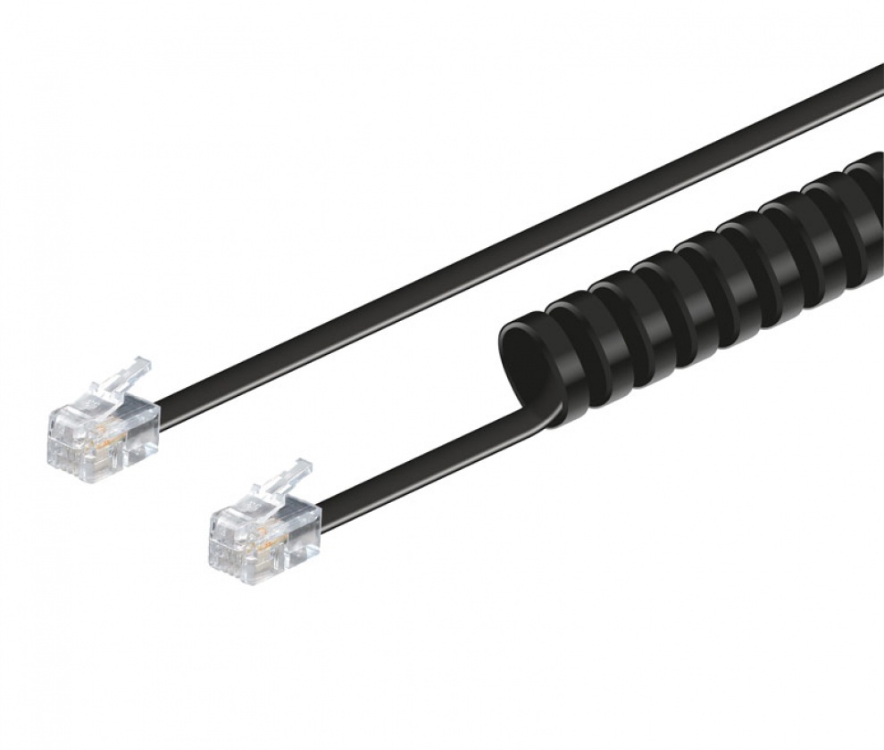 WIR150  CABLE TELEFONO RIZADO NEGRO